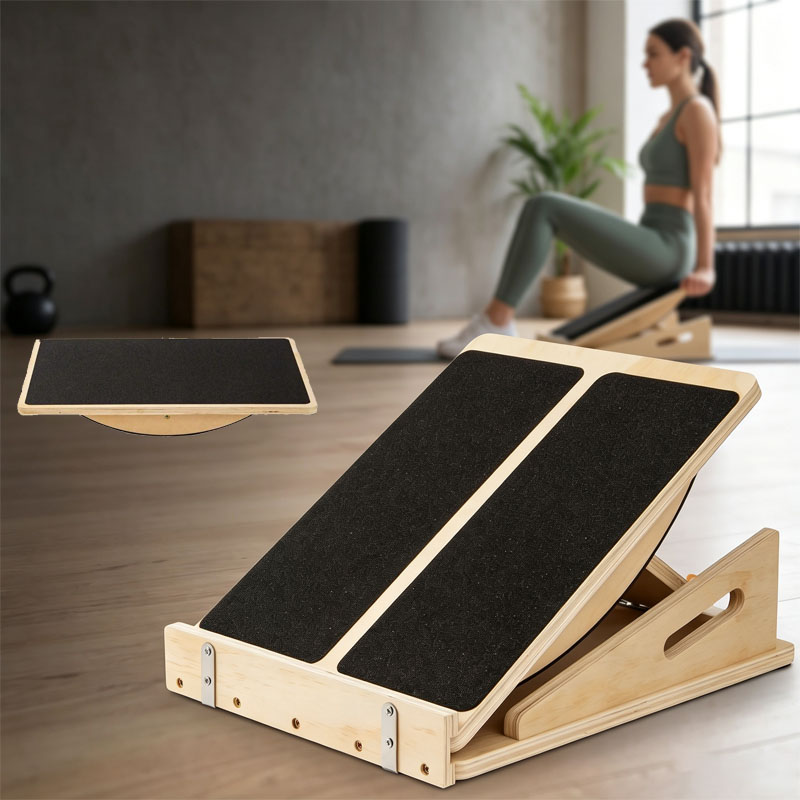 Home Gym Routine - 2-in-1 houten balansbord & kuitstrekker schuinbord,