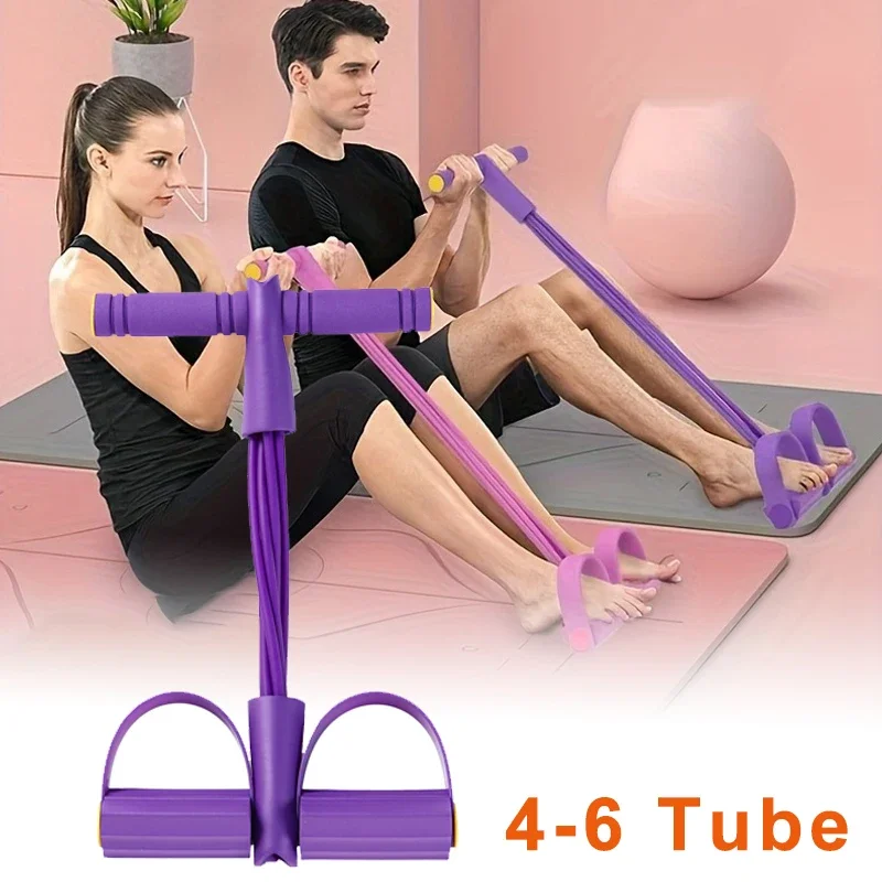 Home Gym Equipment Set - 6-delige weerstandsbandenset met antisliphandgrepen voor thuisgym,